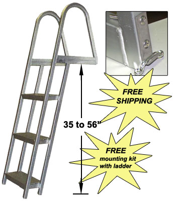 Traditional 3-5 step dock pontoon ladder