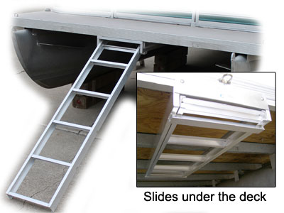 Pontoon ladder that sows under the deck